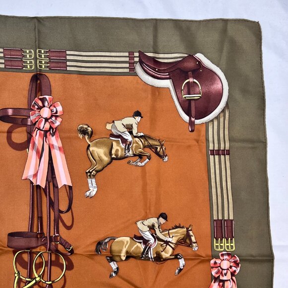 RARE VTG HERMES "Jumping" Silk Scarf by Phillipe Ledoux - Picture 3 of 10